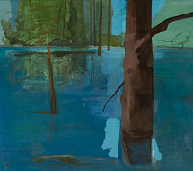 Blaue Flusslandschaft mit Baum